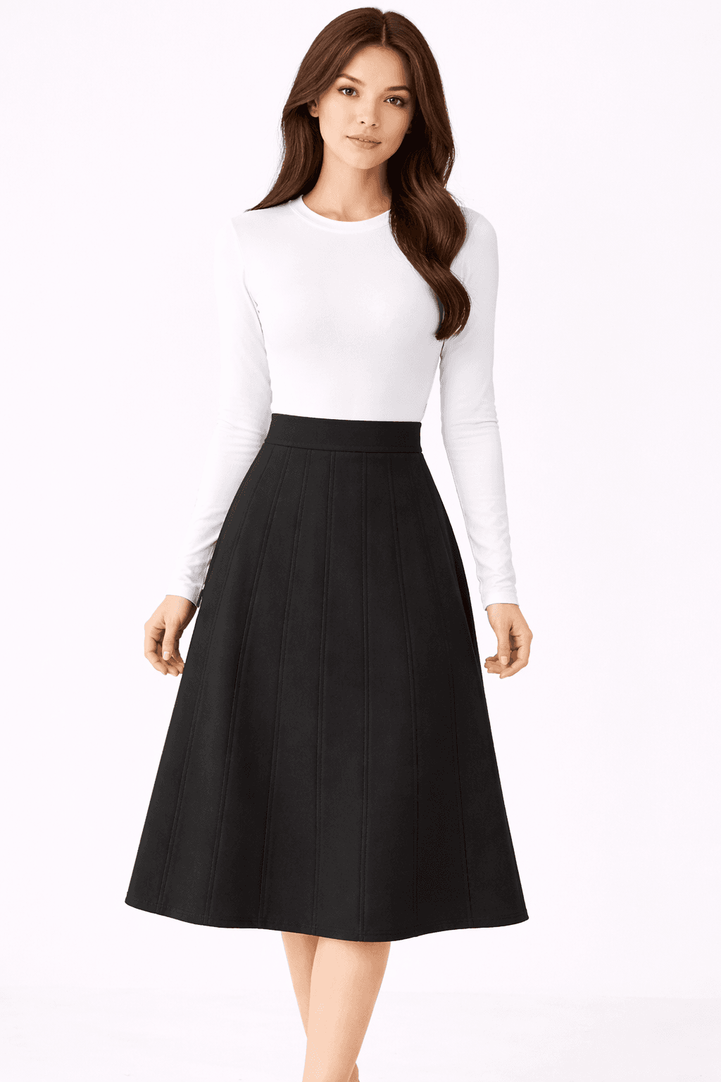 Flat Stretch Pleated Skirt
