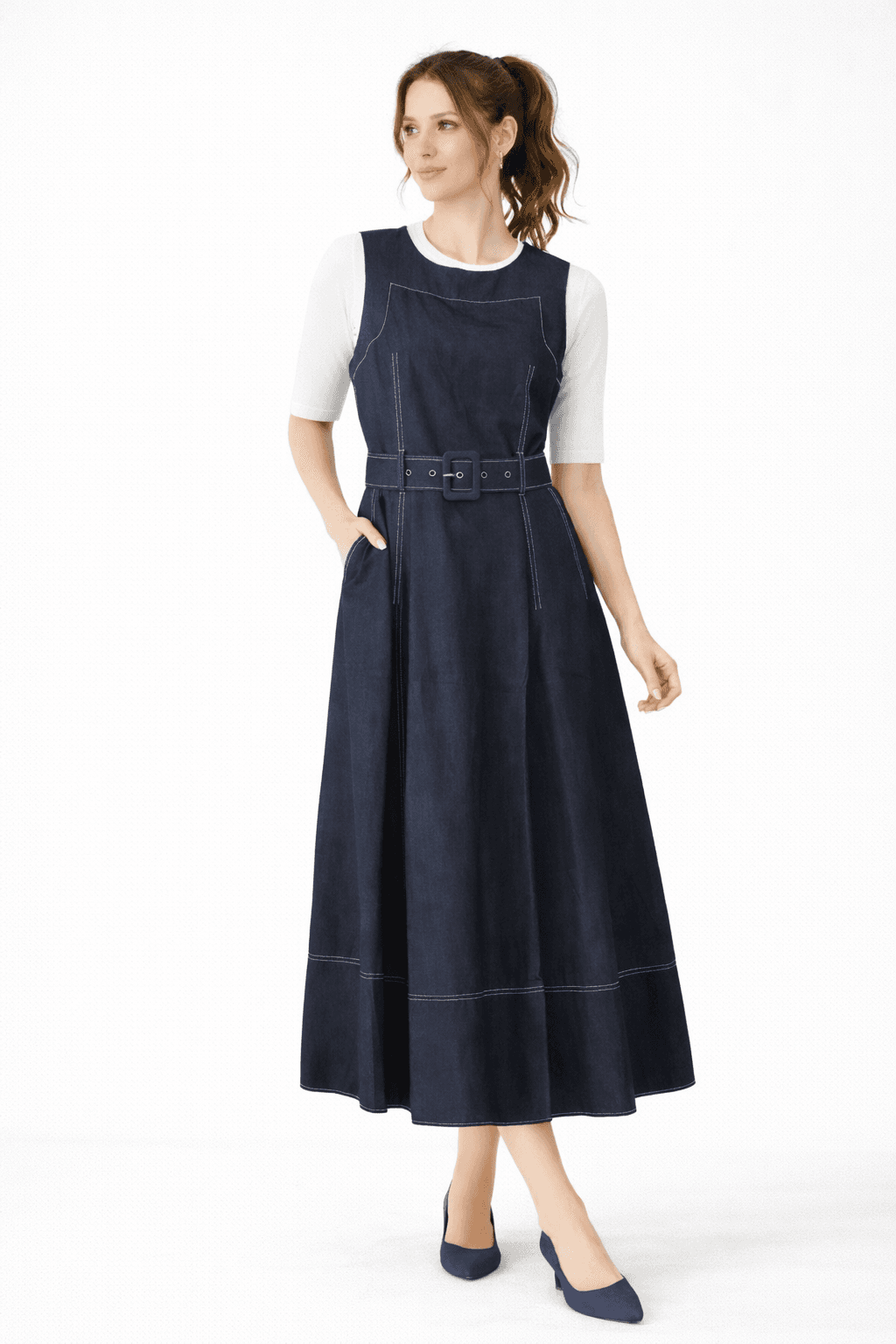 Sleeveless Dress W Belt
