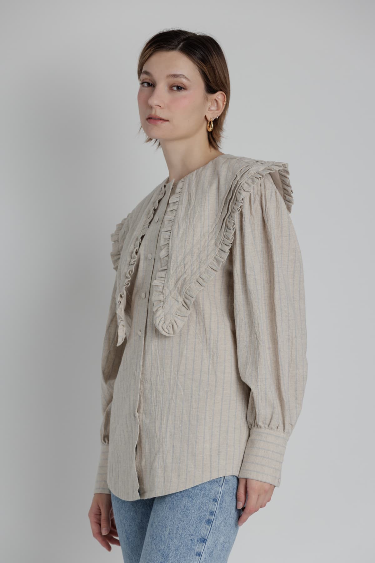 Sailor Collar Ruffle Blouse