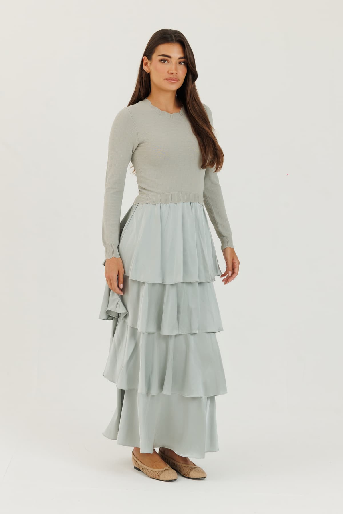 Scalloped Ruffle Maxi
