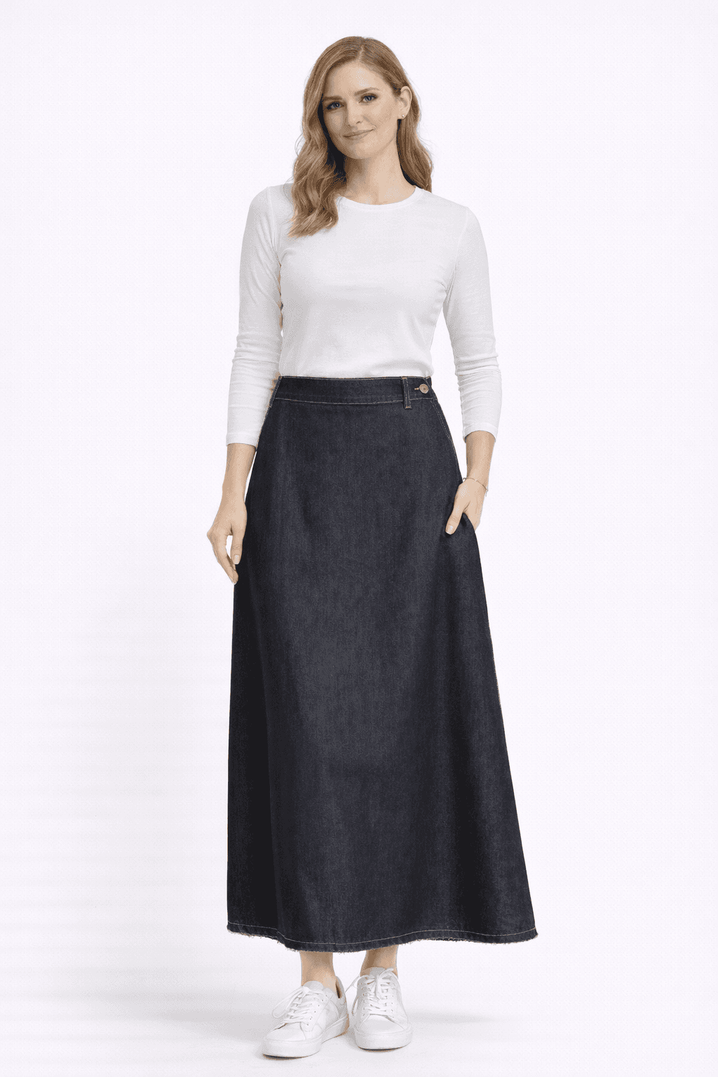 Twill Flaired Fringe Skirt