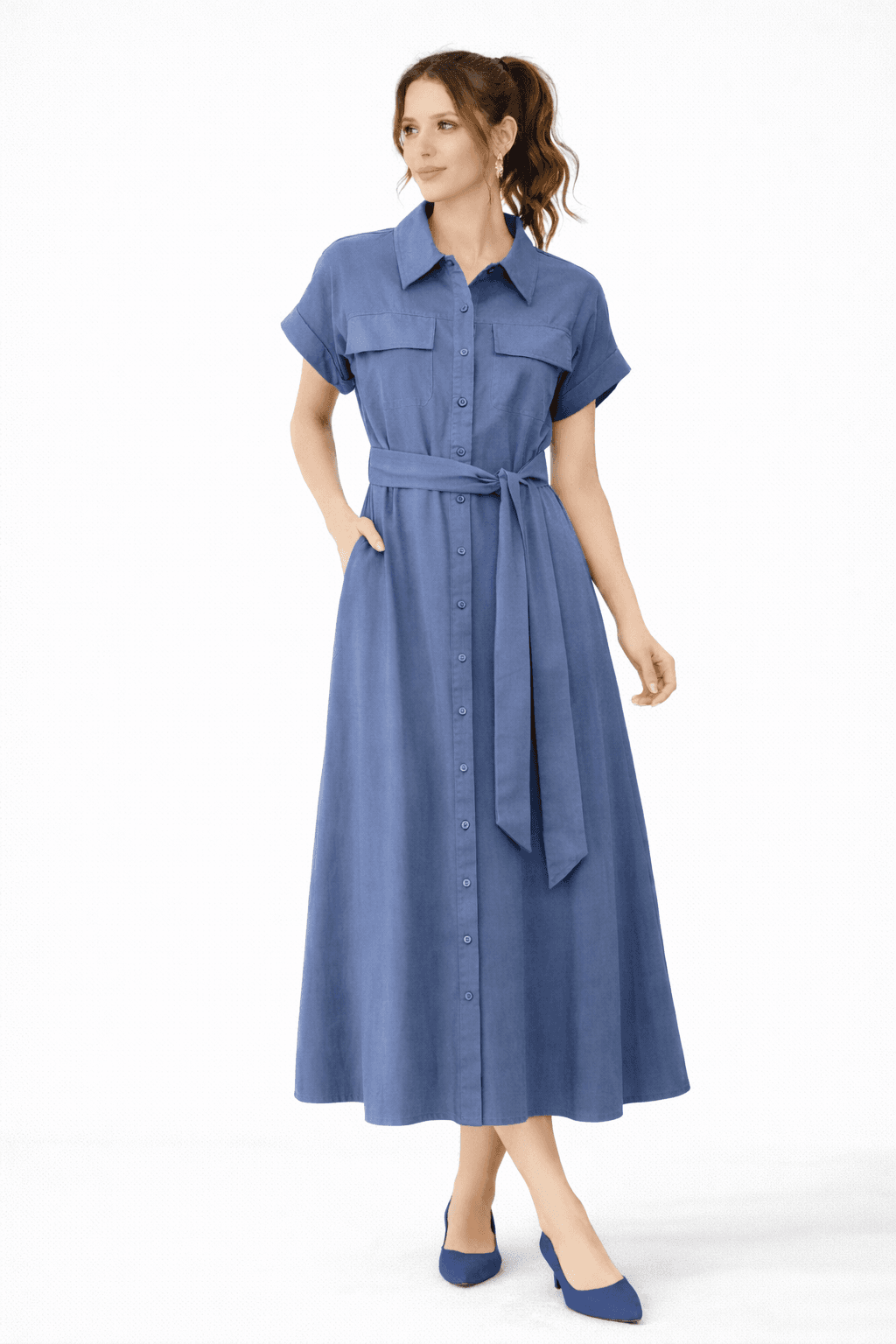 Front Pocket Belt Dress