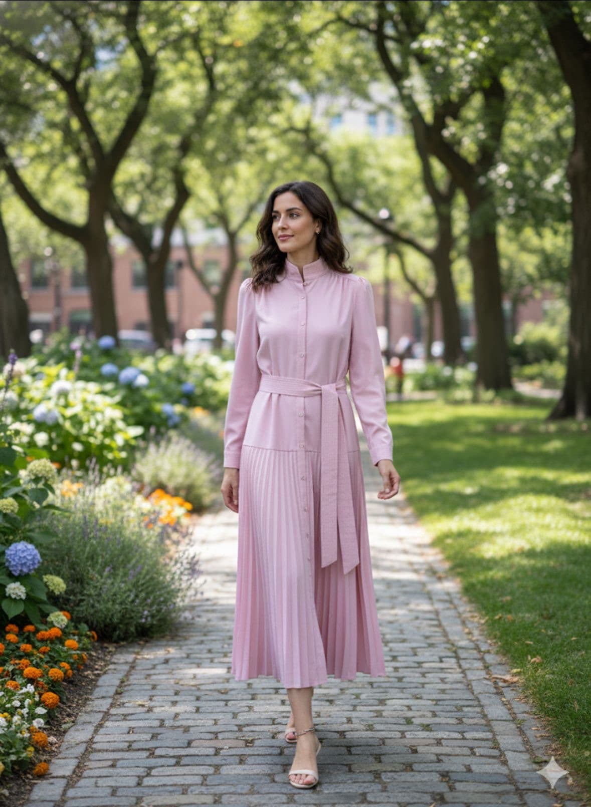 Blush Pleated Grace Midi Dress