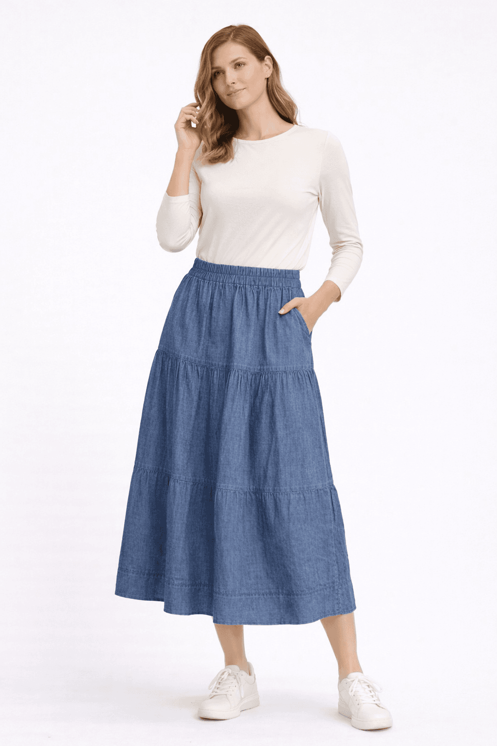 High Rise Midi Skirt