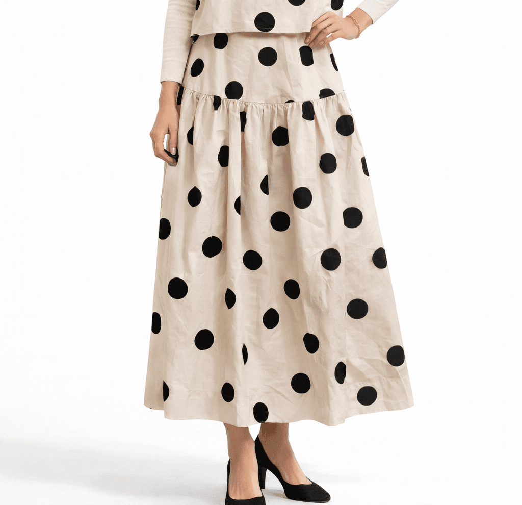 Polka Dot Pleated Skirt