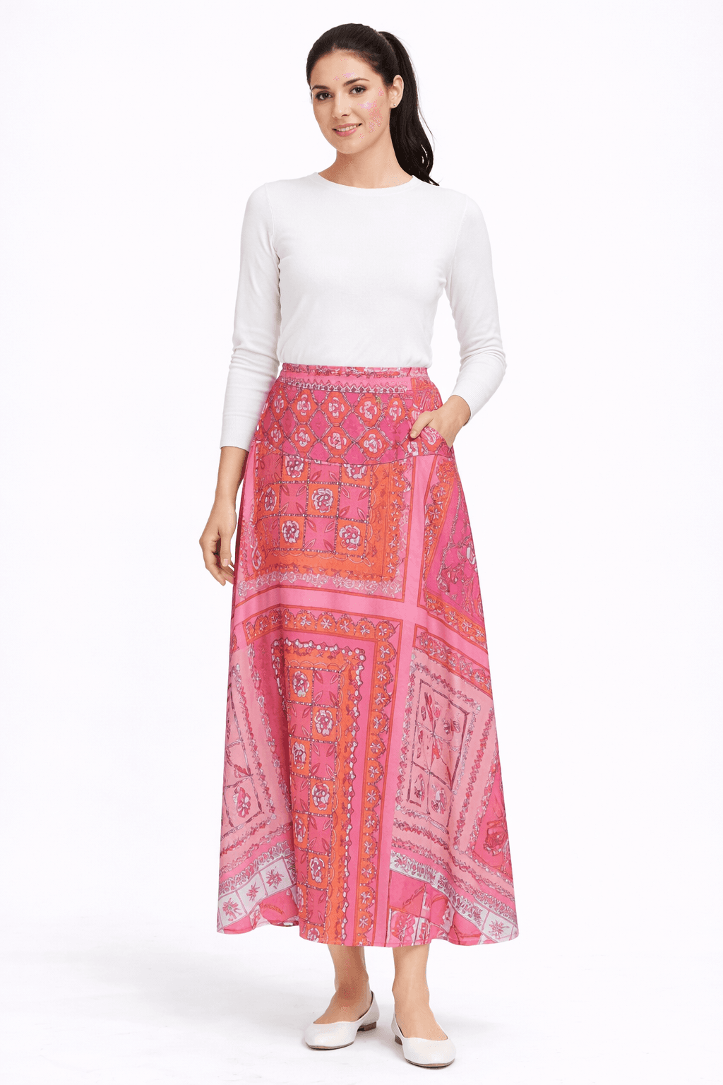 Patch Satin Aline Skirt