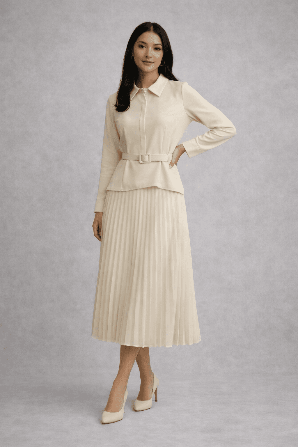 Belted Pleated Dress