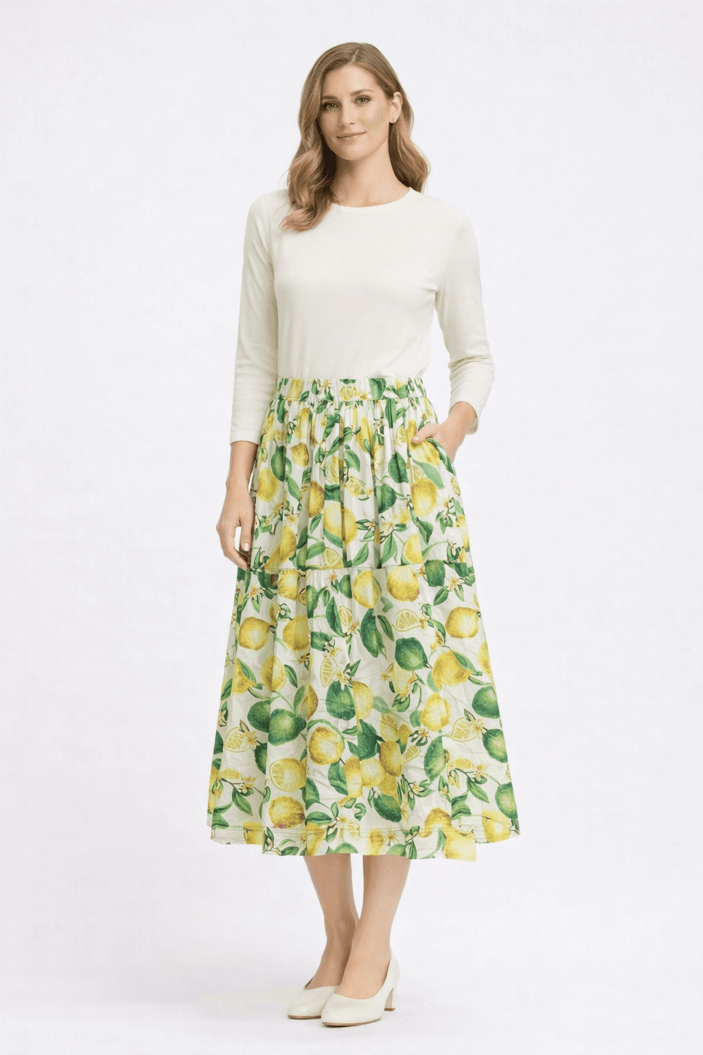 High Rise Midi Skirt