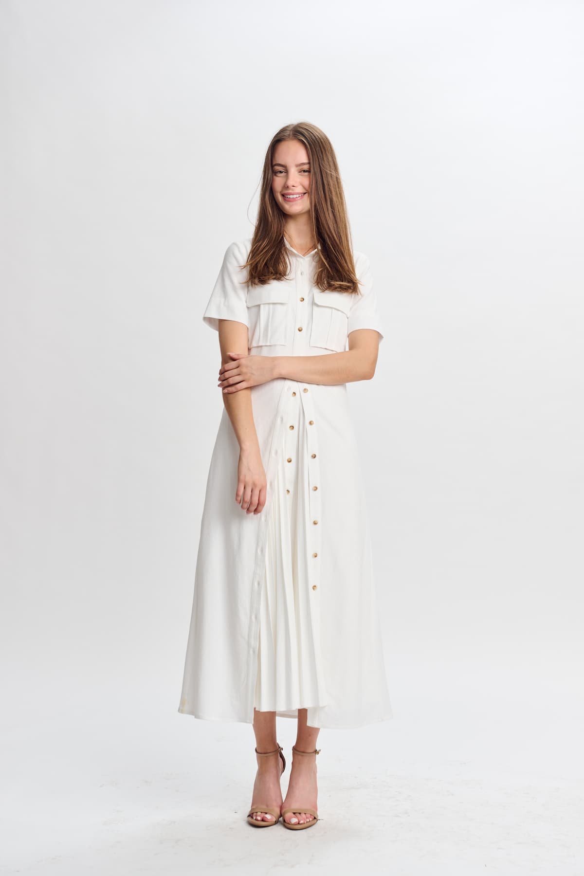 Button Down Pleated Dress