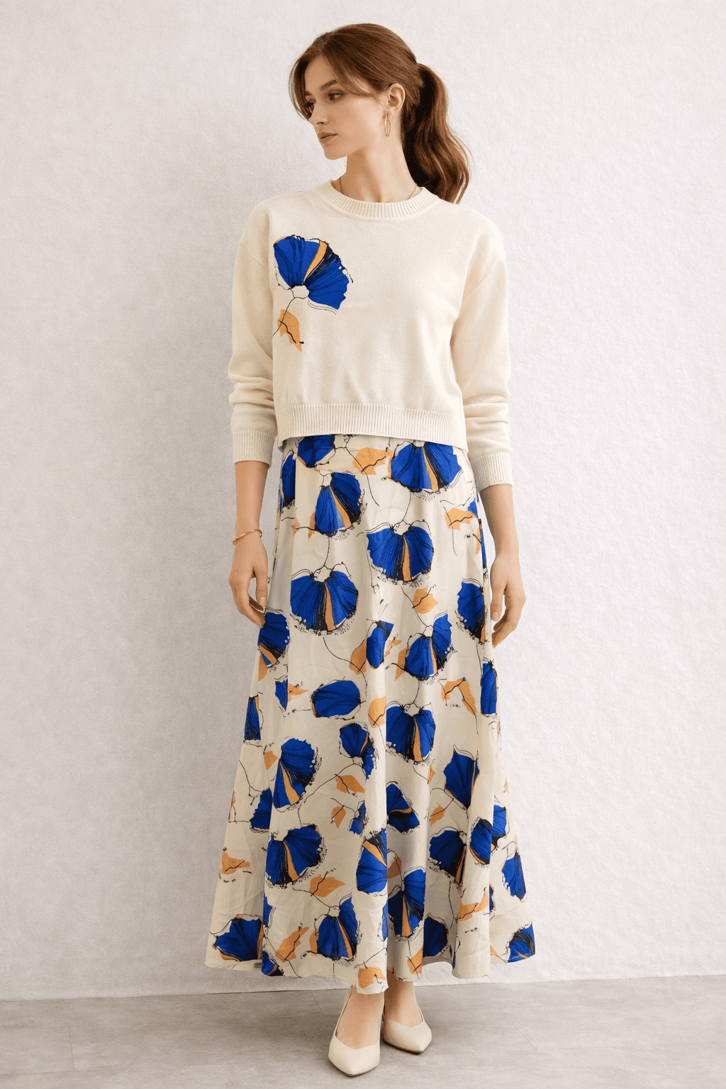 Printed Satin Jumper Sweater Top