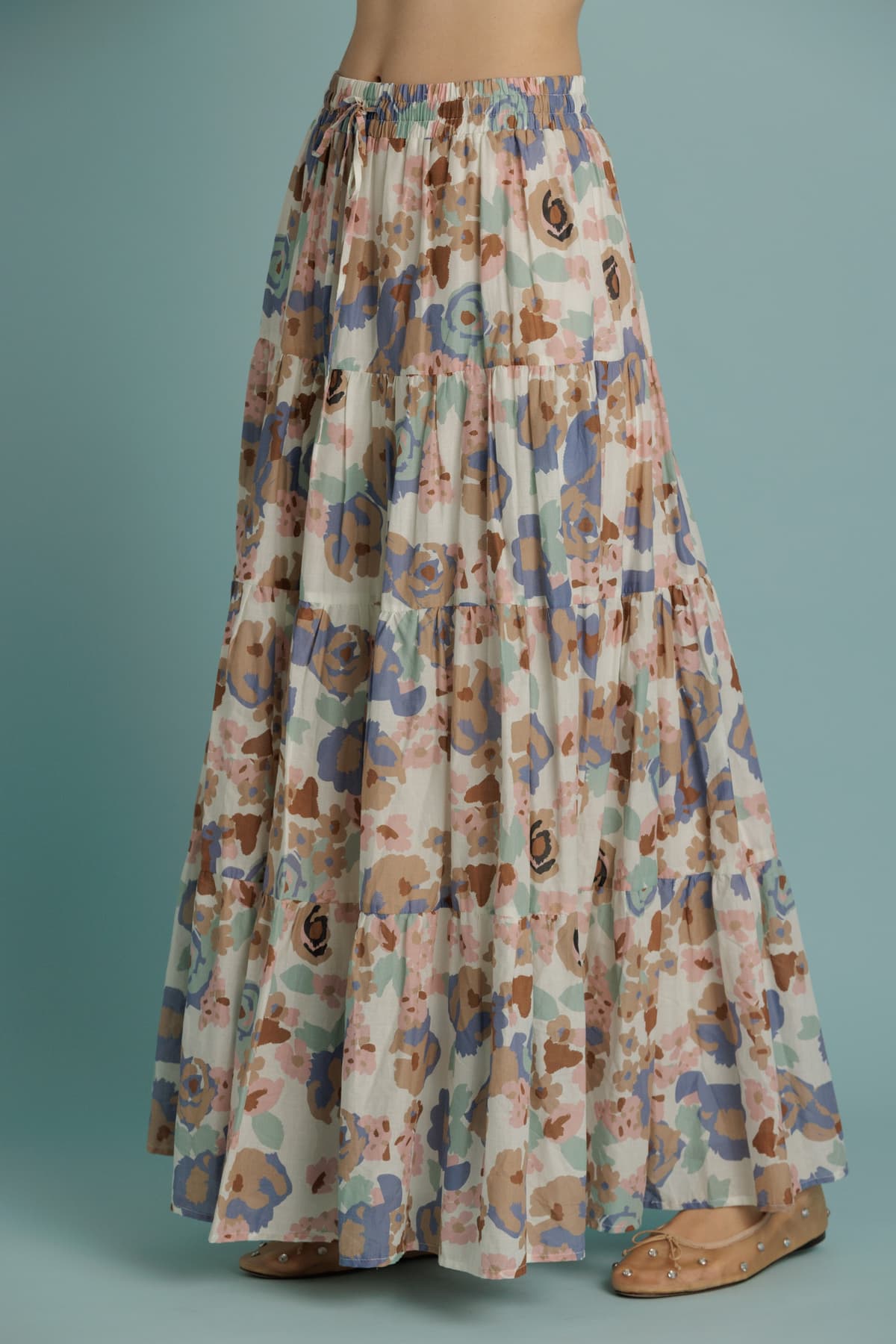 Tiered Floral Maxi Skirt