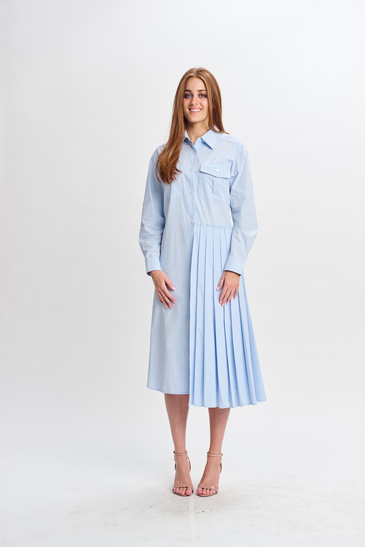 Button Down Side Pleating