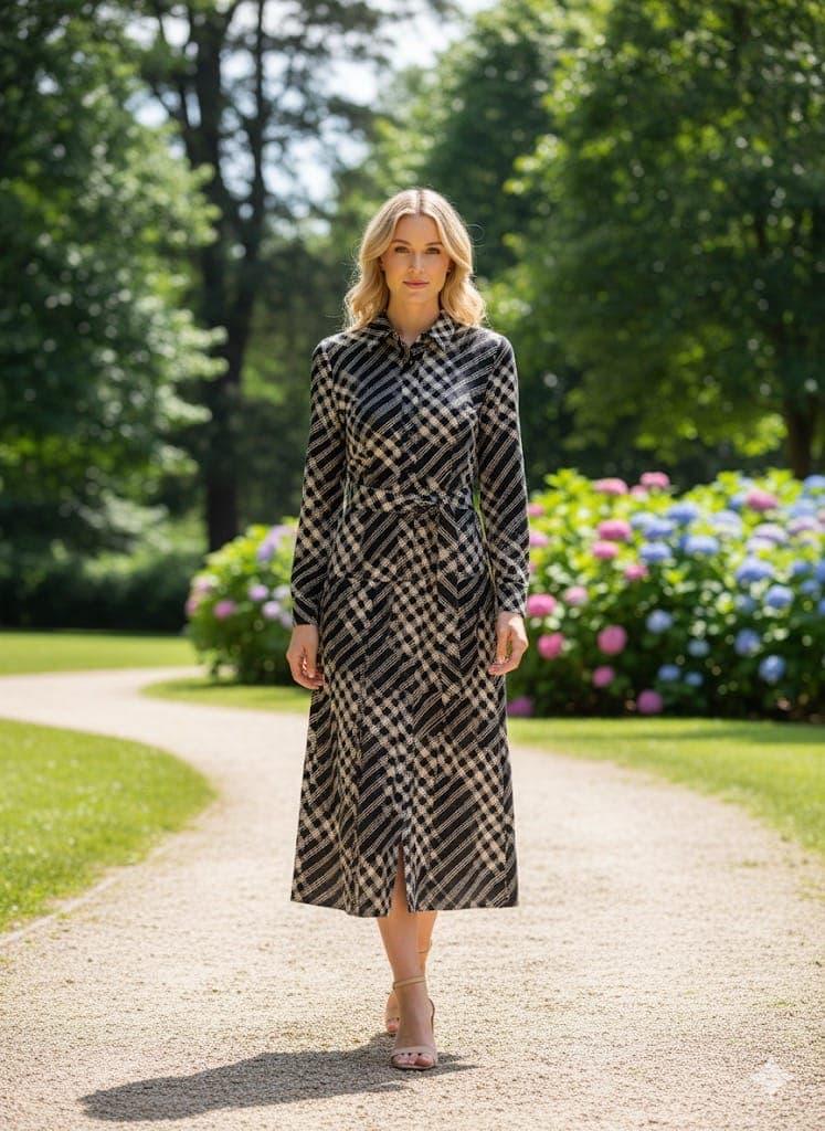 Checkered Shirt Midi Dress